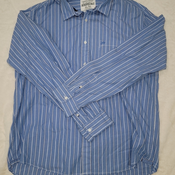 Aeropostale Blue Striped Men's Shirt - Picture 1 of 3